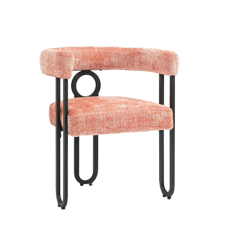 Chaises de salle à manger d'appoint contemporaines, revêtues de chenille et de cuir (lot de 2).