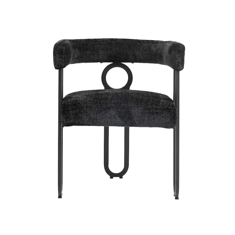 Chaises de salle à manger d'appoint contemporaines, revêtues de chenille et de cuir (lot de 2).