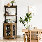 Cave à vin d'angle à 5 niveaux avec éclairage LED et porte-verres