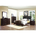 5pc Bedroom Set Espresso Finish Bed Nightstand Dresser Mirror Chest