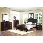 5pc Bedroom Set Espresso Finish Bed Nightstand Dresser Mirror Chest