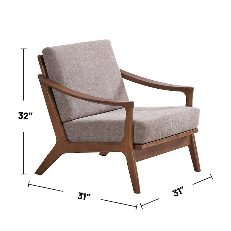 Fauteuil d'appoint en bois avec coussin amovible, coloris marron clair et marron