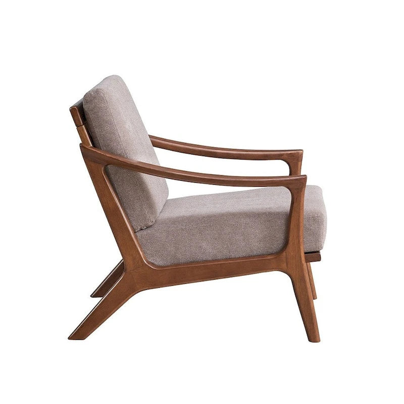 Fauteuil d'appoint en bois avec coussin amovible, coloris marron clair et marron