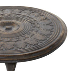 Table d'appoint en bois de manguier finement sculptée à motifs floraux, avec pied en spirale et finition gris vieilli - Brun - Roche River Decor